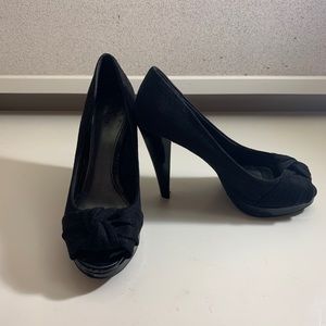 Fioni Suede Peep-toe Heels